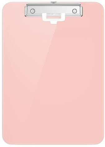 Hnogri Kunststoff-Klemmbrett, Standard A4 Letter Size Klemmbretter für Studenten, Büro und Frauen, Zwischenablage mit Stifthalter und Low Profile Clip, Größe 12,5 x 9 Zoll, (Rosa)