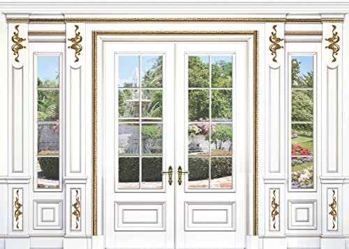 Stick & Go Repositionable Self Adhesive Dolls House Wallpaper 1:12 Scale (1 Sheet) - Feature Wall/Classic French Windows - No. 181