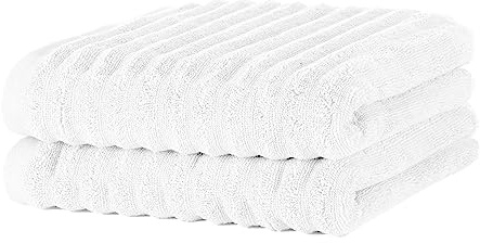 Merana Oslo Handtuch Set | schnelltrocknend, weich & fusselfrei | Frottier Luxus Qualität | 100% Baumwolle Frottee | Oeko-TEX | 590 GSM | Händehandtuch & Haartuch | Weiß (2 x Handtücher 50x100cm)
