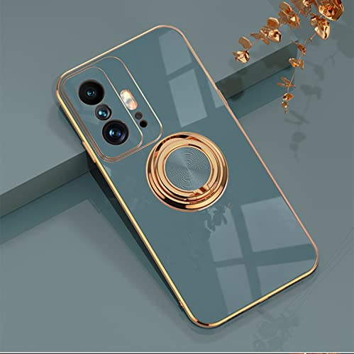 XINYEXIN Coque pour Xiaomi 11T Pro/11T avec Support Anneau | Étui en TPU Souple, Rotation 360°, Finition Électroplaquée, Antichoc, Résistant aux Rayures, Gris