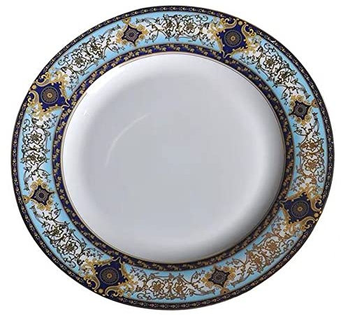 Eplze YBK Tech Assiette de service en porcelaine anglaise - Assiette à dessert en céramique - Assiette à salade pour petit déjeuner et thé de l'après-midi - Motif artistique baroque (assiette creuse