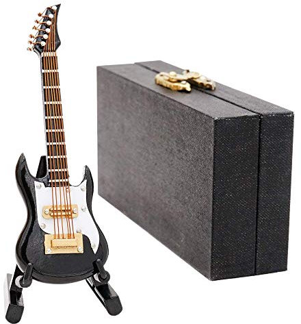 Odoria 1/12 Miniatur Gitarre Puppenhaus Musikinstrumente Zubehör, Schwarz