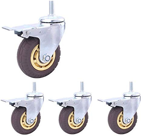 BOSUGE, 4 Stück M12 Schwerlast-Lenkrollen mit Gewinde, pneumatische Gummi-Lenkrollen for Möbel und Industrietransport, Lenkrollen for Wagen (Color : Grey, Size : 4inch M12 4brake)