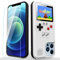 DOCOBOLO Gameboy Phone Case for iPhone 13 Pro Max with Tempered Glass Phone Screen Protector,Full Color Display 36 Retro Classic Games, Protective Cover Self-Powered (White)