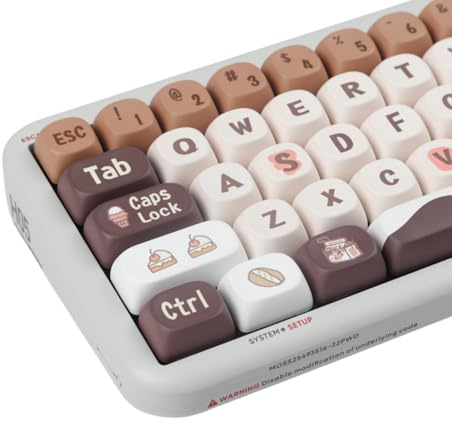Cmokifuly MOA Profile Keycaps, Cute Custom Chocolate Cream Keycaps - ANSI&ISO Layout, PBT Coloured Keys for Mechanical Keyboards - Full Size Set (136 Keys)