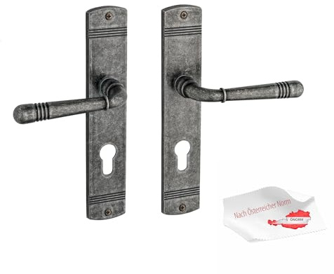 Beschläge Hamburg Türbeschlag EMILY ART 70-09Z DAS PZ – Türklinke in Dark Antique Steel, 88 mm Profilzylinder, Drückergarnitur für Innentüren – NUR für ÖNORM/ÖSTERREICH
