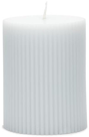 Rivièra Maison Stumpfe Kerze, Blau mit Rippen – stumpf klein 9 cm hoch – feine Rib Pillar Candle – Paraffin (ØxH) 7 x 9 cm