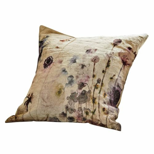 Loberon Kissenhülle Passanja, bunt | künstlerisches Blütenmotiv, harmonische Farbgebung, Wohn-Accessoire, Wohntextilien, Kissenbezug, Leinen