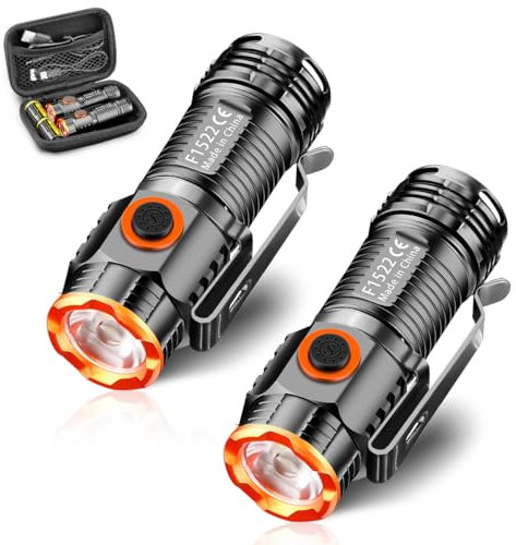 WholeFire Mini linterna LED extremadamente brillante USB recargable linterna LED 1000 lúmenes resistente al agua con 3 modos Mini portátil pequeña linterna para camping, exterior, senderismo