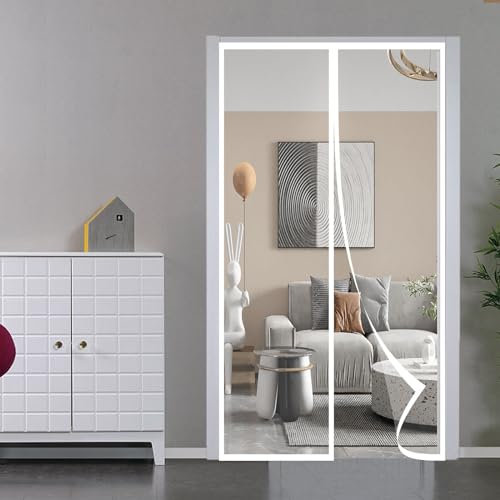 SYC Magnet Fliegengitter Tür Insektenschutz,Automatisch Geschlossen Moskitonetz Ohne Bohren,Atmungsaktiv Vorhang für Balkontür Kellertür Terrassentür- White-b|| 70x200cm(27x78inch)