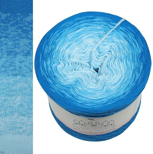 Farbverlaufsgarn Bobbel Wolle Größe wählbar Strickwolle Häkeln … (Irrlicht - Sea Blue außen, 300g/1500m - 3Fach)