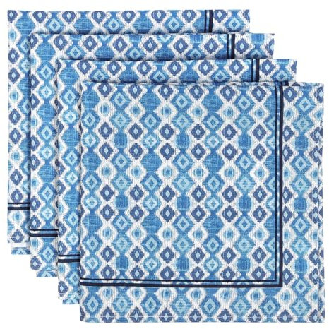 Arquiel Servietten Kariert Blau 4er-Set, Stoffservietten 100% Baumwolle Weiches Hochwertige Wiederverwendbare Esstisch Servietten Perfekt für Hochzeiten Küche Haushalt Party(45×45cm)