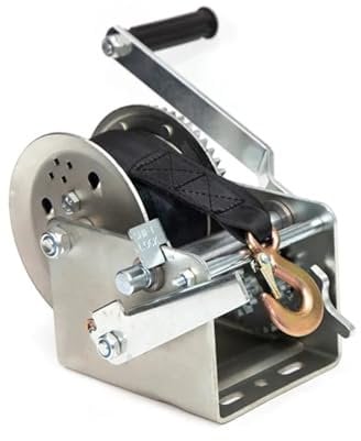 Power-Handwindenabzieher 2 Dual Speed Winde 3200LBS Handwinde mit Handbremse Anhänrwinde for Boot mit Gurtband für Motorhebezeuge, Wellen und Getriebe