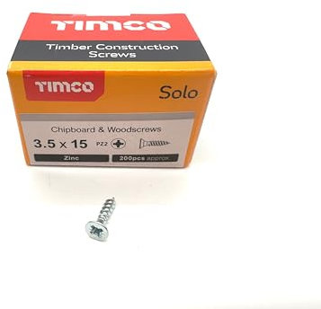 200 Pcs Silver Wood Screws Double Countersunk General Purpose (3.5mm x 15mm)