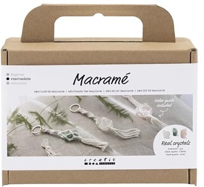 Creativ Mini Bastelset Makramee, altrosa, matt transparent, hell natur, staubgrün, 1 Packung, Mulricolour
