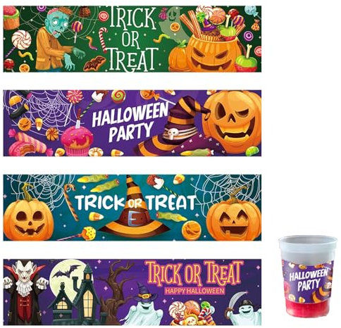 8pcs Halloween Decorations Water Bottle Labels, Halloween Drinks Bottle Wrapper Stickers Trick or Treat Champagne Wine Bottle Waterproof Label Stickers Halloween Party Supplies