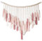 Boho Deko Makramee Wandbehang Boho Deko Gewebtes Pastoral Holz Perle Fransen Schnur gewebt Anhänger Chic Tapisserie Fransengirlande für Wohnzimmer Kinderzimmer Wohnzimmer Schlafzimmer Balkon (Rosa)