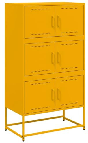 vidaXL Sideboard, Kommode mit Stauraum Tür, Beistellschrank für Wohnzimmer Schlafzimmer, Anrichte Highboard, Industrie-Stil, Senfgelb Stahl