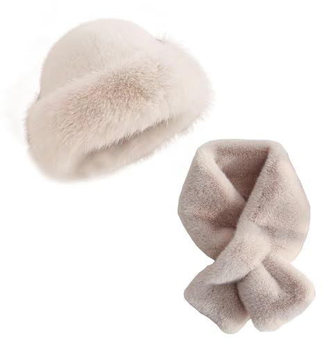 Caldo berretto da sci con sciarpa invernale antivento termico unisex cappello in pelliccia sintetica cappelli pellicce sciarpe set pelo lungo soffice cappello invernale per escursionismo