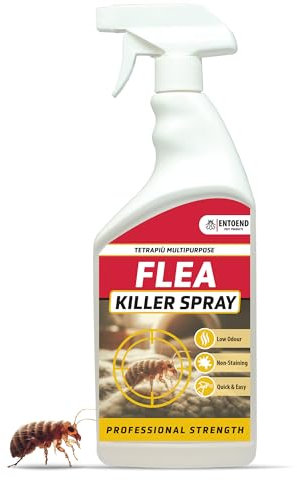 ENTOEND Flea Killer Spray 1L - Tetrapiu Multipurpose: Strong Permethrin Spray Flea Treatment for House. Fast Acting Rug & Carpet Flea Spray, Carpet Beetle Killer, Carpet Moth Treatment & Bed Bug Spray