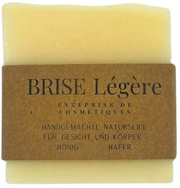 Brise Légère Honig Hafer Naturseife 100g – Palmölfreie Seife für empfindliche und unreine Haut, Hand-, Gesichts- & Duschseife, nachhaltig handgemacht, für alle Hauttypen