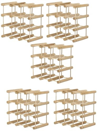 MODO24 Weinregal Modular EICHE, für 72 Flaschen oder mehr, Flaschenregal, Weinständer, Getränkeregal, Flaschenständer, Massivholz, 5 Module, ModAbm 36x36x24 cm, für Küche, Esszimmer, Natur unbehandelt