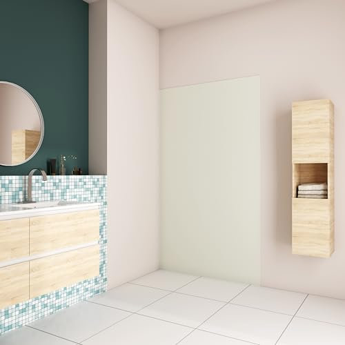 AICA Panneau mural de douche couleur ivoire 90x210cm Panneaux muraux salle de bain habillage mural aluminium