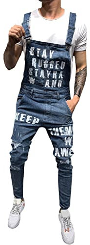 Salopette da uomo in jeans 90 baggy, pantaloni da lavoro da uomo, elasticizzati, skinny Fit, pantaloni lunghi in jeans, salopette da lavoro per attività all'aria aperta, pantaloni in jeans, Zzz-blu, L
