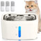 BUOAZR Fontaine a Eau Chat, 2.5L Distributeur Eau Chat pour Ultra Silencieuse avec Lumière LED, 3 Filtre à Charbon + 1 Éponges, Filtration Multiple-Plateau d'Abreuvement en INOX