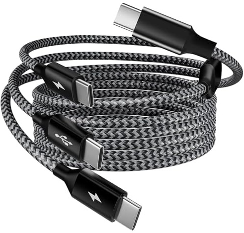USB C to Multiple USB C Cable, 3 in 1 usb-C Splitter Multi Charger Cord,Multiple Nylon Braided Cable with 3 Type-C Connectors Compatible for IPhone/Samsung/Google/DJI/Game Controller/PS5/Fan/Toy(1.8m)