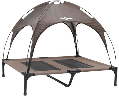 vidaXL Hundebett Braun 92 x 77 x 82,5 cm Stahl, Hundebett für Garten und Terrasse, modern, leicht, fleckabweisend, Kratzfest, erhöht, rechteckig