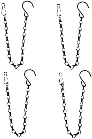 4Stück Kette zum Aufhängen,Pflanzenaufhänger,Blumenkorb Aufhängekette,Blumenampel Ketten mit Haken,Hängekorbketten Schwarz Metallkette Gartenpflanzenbügel für Vogelhaus Vogelfutterhaus Wildvogelfutter