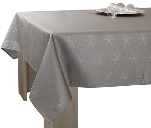 Lurex Tischdecke, pflegeleicht, Silbergrau, rechteckig, 150 x 300 cm