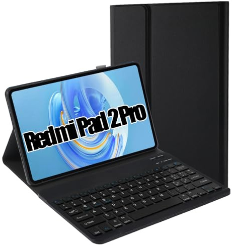 SUEEWE Tastiera con Cover per Xiaomi Redmi Pad 2 Pro 12,1 2025, Custodia con Staccabile Italiano ‎QWERTY Tastiera, Nero