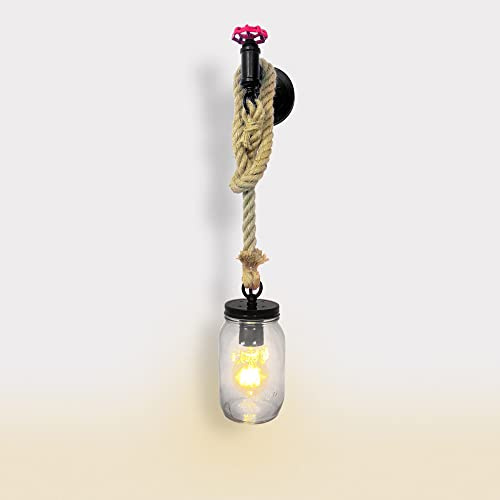WGFJKI Wasserpfeife Wandleuchte Retro Mason Jar Wall Lampe Steampunk Hanging Wall Leuchte