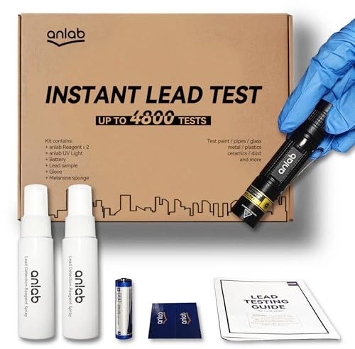 anlab Blei-Test-Set für Farbe, Keramik und mehr, bis zu 4800 Anwendungen, schnelle, genaue Ergebnisse, UV-Licht sichtbar