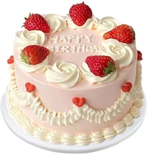 HiyyFloy Tarta De Cumpleaños Realista, Réplica De Tarta De Cumpleaños para Escaparate, Ideal para Decoración De Mesas De Postres Y Atrezzo para Fotografía Gastronómica.