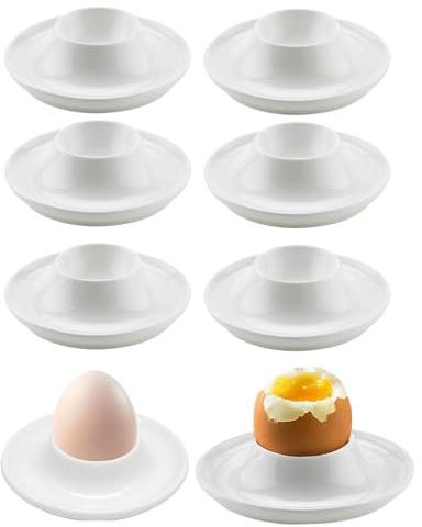 Yeenano Eierbecher Porzellan,6 Stück Eierbecher Aus Keramik,Egg Holder,Eierteller,Eierbecher Porzellan Weiss,Rund Stapelbar Bruchsichere Eierhalter,Küchenartikel,Kinder Und Campinggeschirr-Geschenke.
