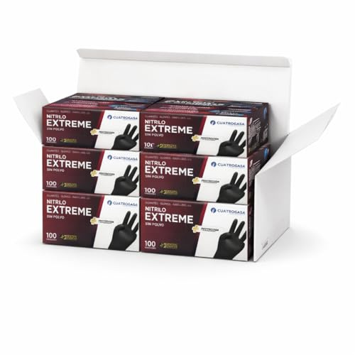 1000 Guantes de Nitrilo Desechables – Sin Polvo, Alta Resistencia – Uso Médico, Alimentario, Limpieza y Taller – Guantes Protectores Azul o Negro – Tallas S, M, L, XL (negro, L)