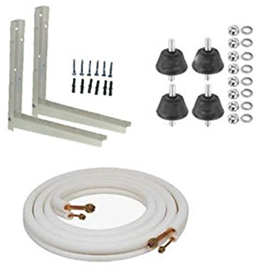 Kit instalación aire acondicionado 1/4-3/8 hasta 2800w. Soportes 400 mm+Tubo+Antivibradores+Tacos metálicos fijación a muro