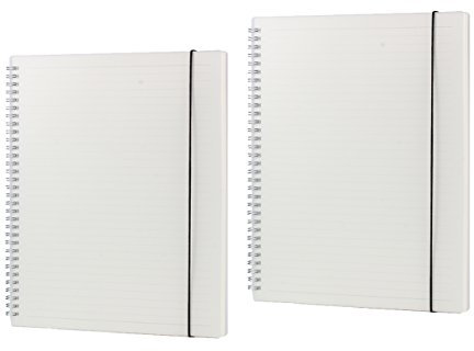 Shulaner Spiral Notebook A4 Lined, 80 Sheet Lined Paper Spiral Bound Notebook Frosted PP Cover with Elastic Belt Wirebound Notebook Pack of 2 (A4-Lined)