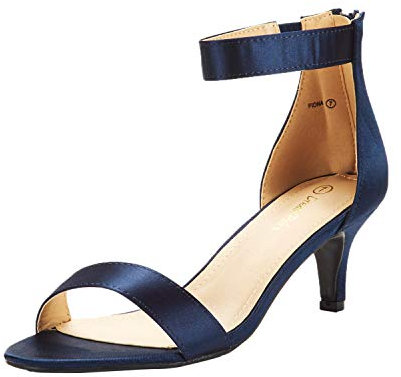 DREAM PAIRS Women's Low Kitten Heels Ladies Open Toe Party Ankle Strap Dress Pumps Bride Wedding Evening Shoes Fiona,Size 8,Navy,Fiona