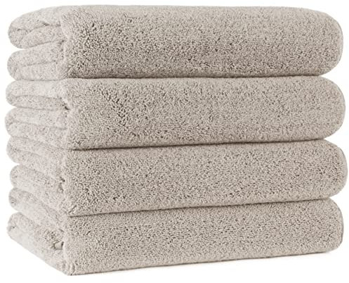 Polyte - Premium-Mikrofaserbadetuch - fusselfrei & schnelltrocknend - Beige - 145 x 76 cm - 4 Stück