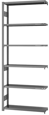 eurokraft | System-Steckregal | Bauart mittelschwer | Regalhöhe 2500 mm | Anbauregal | Breite x Tiefe 1000 x 300 mm