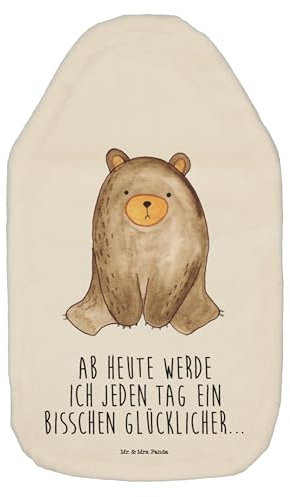 Mr. & Mrs. Panda Wärmflasche Bär sitzend - Geschenk, Körnerkissen, Teddybär, Teddy, Bettflasche, Kleine Wärmflasche, Wärmekissen, Wärmflaschenbezug