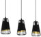 EGLO Pendelleuchte Austell, 3 flammige Hängelampe Industrial, Vintage, Hängeleuchte aus Stahl und Textil in Schwarz, Gold, Esstischlampe, Wohnzimmerlampe hängend mit E27 Fassung