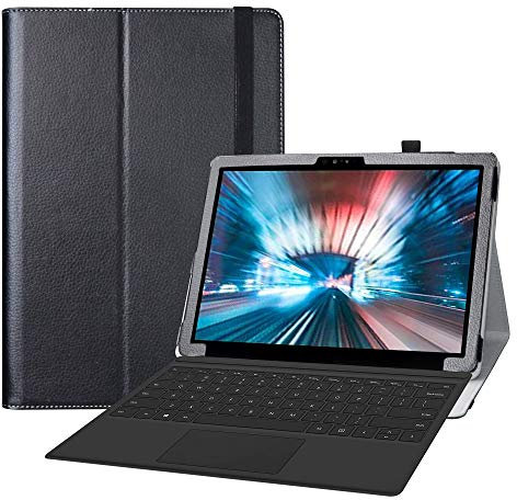 LiuShan Kompatibel mit Dell Latitude 7200 Tablet-Schutzhülle, PU-Leder, schmal, faltbar, Ständer, für 2-in-1 7210 Tablet (Nicht geeignet Laptop), Schwarz