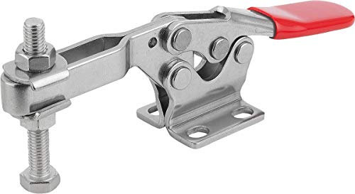 KIPP Schnellspanner horizontal mit waagrechtem Fuß - M8x60 Kniehebelspanner für Werkbänke, Maschinenbetrieb und Schweißarbeiten - Anti Rutsch Klemmspanner - L=173mm - 1 Stück