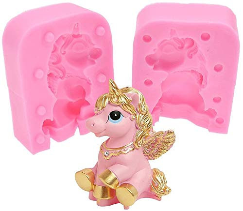 Stampo in silicone a forma di unicorno 3D, per fondente fatto a mano, pasta di gomma, sapone, bomba da bagno, barretta per lozioni, gesso, argilla polimerica
