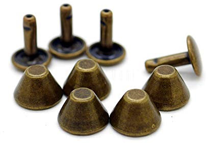 CRAFTMEMORE 10 mm Metall-Flachkopfnieten, Geldbörsenfüße mit 9 mm runden Pfostenkappen, Gepäckfußnägel, dekorative Nieten, Nieten, 25 Sets (antikes Messing)
